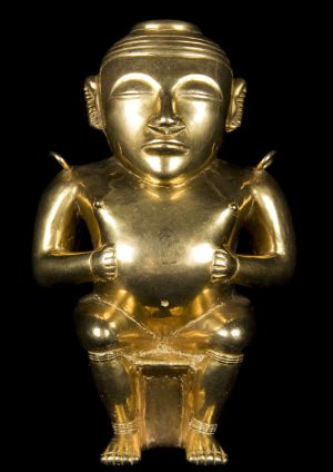 Pieza de oro del tesoro de los Quimbayas, del museo de América de Madrid.