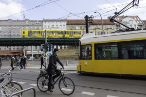 Cruce de tranvías en Berlín.