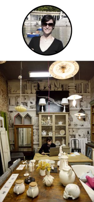 La tienda del decorador Guillermo García-Hoz, en la calle de Pelayo, en el barrio de Chueca. En foto redonda, Audrey Marsal.