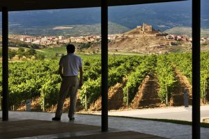 Vista de San Vicente de la Sonsierra desde el Museo del Vino de Briones, en La Rioja.