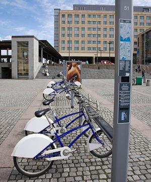 Estación de alquiler de bicis en Oslo.
