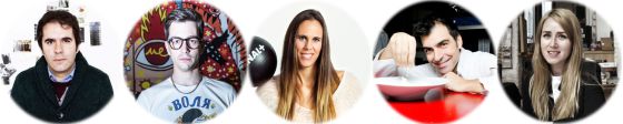 De izquierda a derecha, Andrés Jaque, Ricardo Cavolo, Amaya Valdemoro, Ramón Freixa y La Moderna de Pueblo.