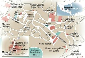 Mapa de Guanajuato, en México.