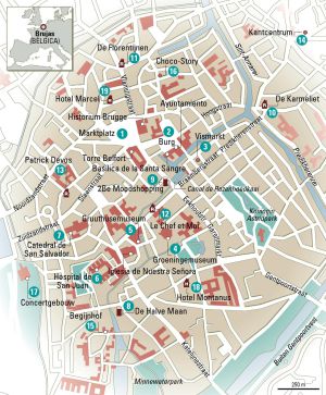 Mapa de Brujas (Bélgica).