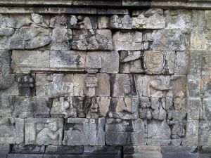 Detalle de uno de los relieves de Borobudur.