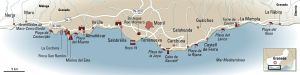 Mapa de la Costa Tropical de Granada.