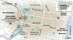 Mapa de Filadelfia, EEUU.