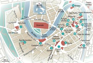 Mapa de Verona, en Italia.