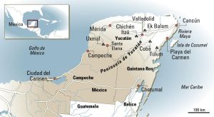 Mapa de la Riviera Maya.