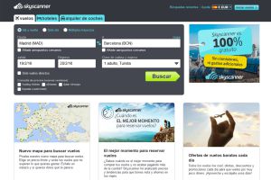 La página de Skyscanner. La página de Skyscanner.