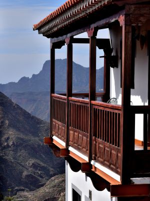 Balcón de una casa tradicional en Tejeda, en Gran Canaria.