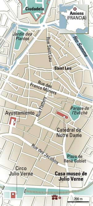 Mapa de Amiens, en Francia.