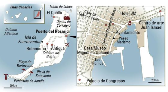 Puerto del Rosario, Unamuno en el paseo