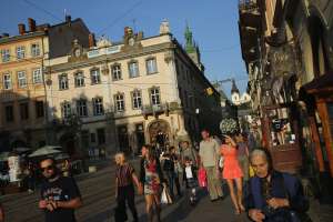 Plaza de Rynok, en Lviv (Ucrania).