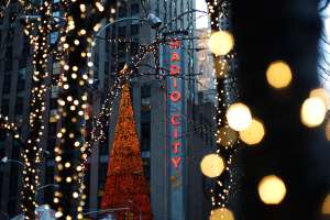 Luces de Navidad en el Radio City Music Hall, Nueva York.