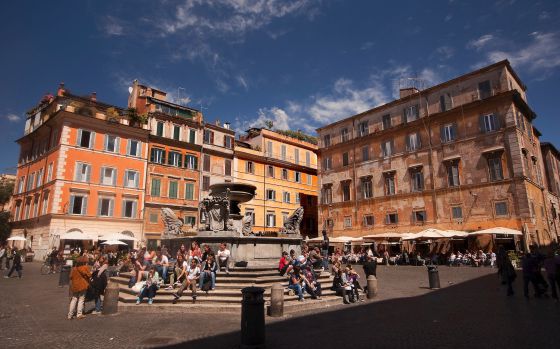 La plaza de Santa María en Trastévere, en Roma.