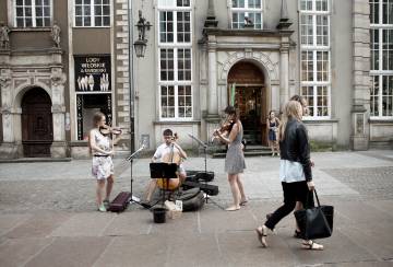 Músicos callejeros en Gdansk.
