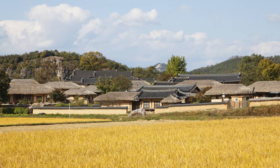 Aldea tradicional de Hahoe, en Corea del Sur.