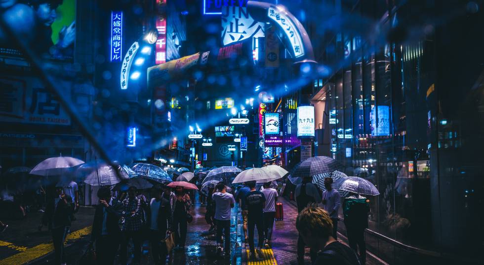 Ambiente nocturno en Tokio.