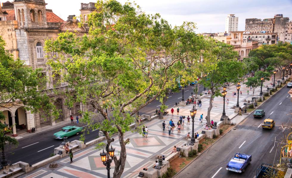 Vista aérea del Paseo del Prado, en Centro Habana.