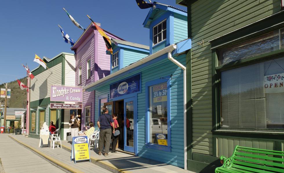 Una de las calles de Dawson City.