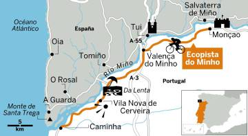 Pedaleando junto al Miño en Portugal