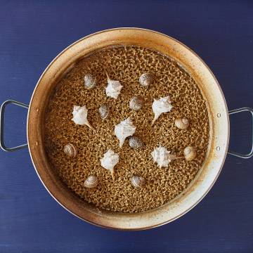 Arroz de cañaíllas y caracoles de tierra del restaurante Baroz.