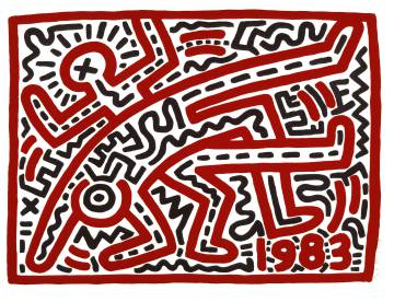 Obra acrílica de Keith Haring de 1984.