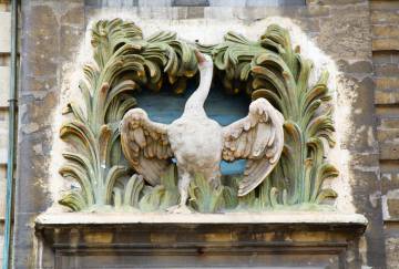 Detalle del restaurante La Maison du Cygne, en el número 9 de la Grand Place, en Bruselas.