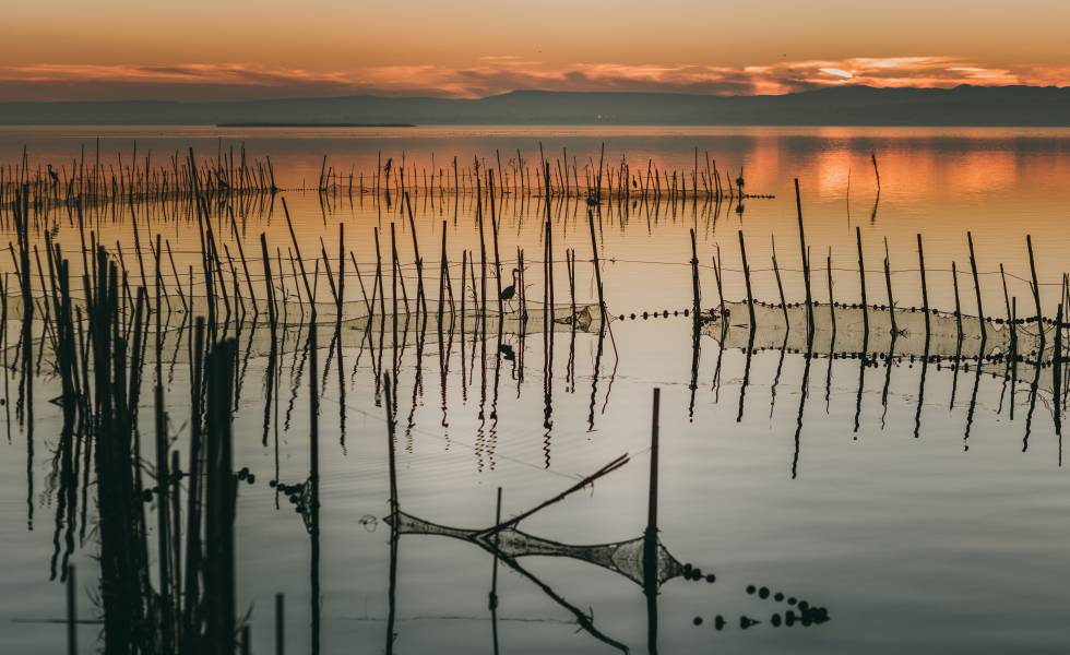 La Albufera de Valencia al atardecer.