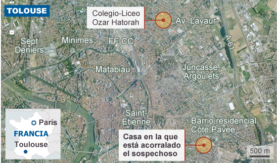 Tres explosiones y varios tiros en la casa del asesino confeso de Toulouse