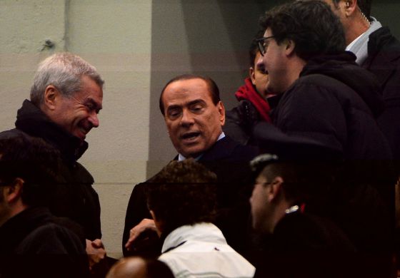 Silvio Berlusconi durante el partido entre el AC Milan y el Zenith St Petersburg.