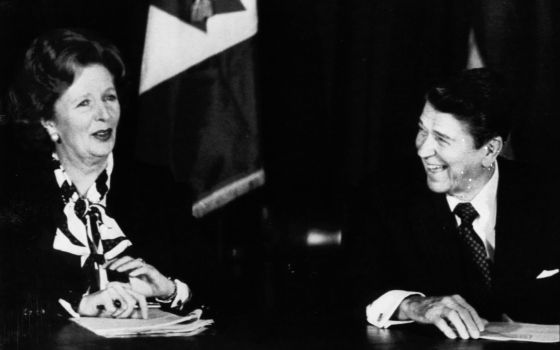 Margaret Thatcher junto a Ronald Reagan en 1985.