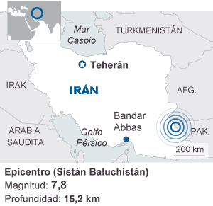Un terremoto de magnitud 7,8 sacude el sureste de Irán
