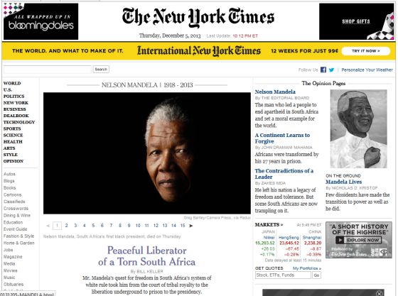 La prensa mundial recuerda la vida de Nelson Mandela