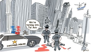 Viñeta en la prensa israelí. Policías en Chicago: