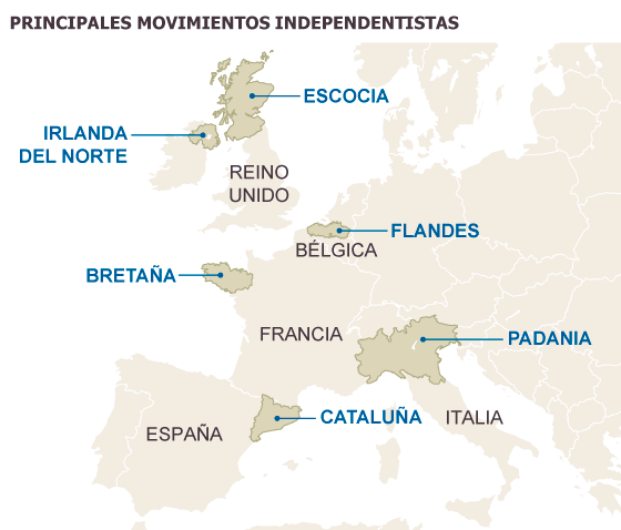 Cuatro frentes secesionistas en la UE
