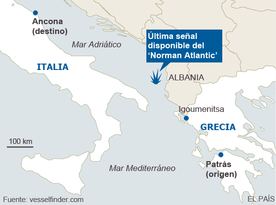 Continúan las labores de rescate del los pasajeros del ferri italiano