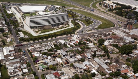 Vista aérea del casino de Rosario, en noviembre de 2014.
