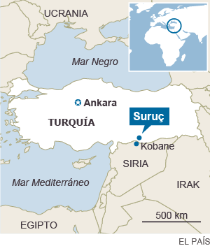 Mapa de localización de Suruç (Turquía)