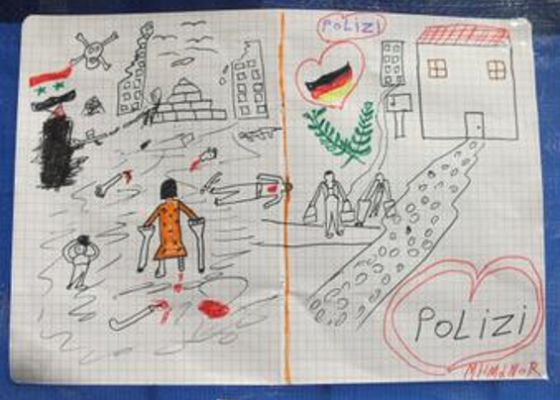 Dibujo de niño refugiado sirio