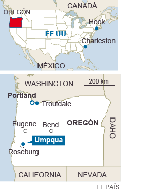 Mapa de localización de Umpqua, Oregón (EE UU)