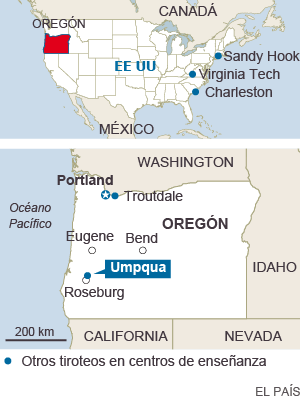 Mapa de localización de Umpqua, Oregón (EE UU)