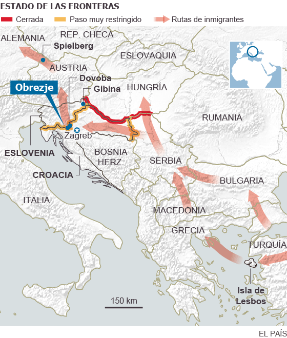 Mapa de la inmigración en el sureste de la UE