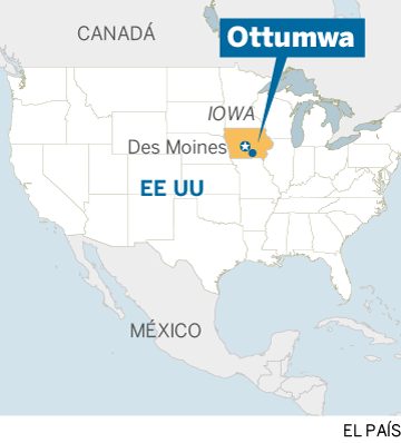 Mapa localizador de Ottumwa, en Iwoa, EE UU