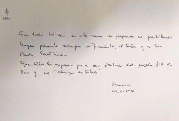 Un mensaje del Papa a los seminaristas: