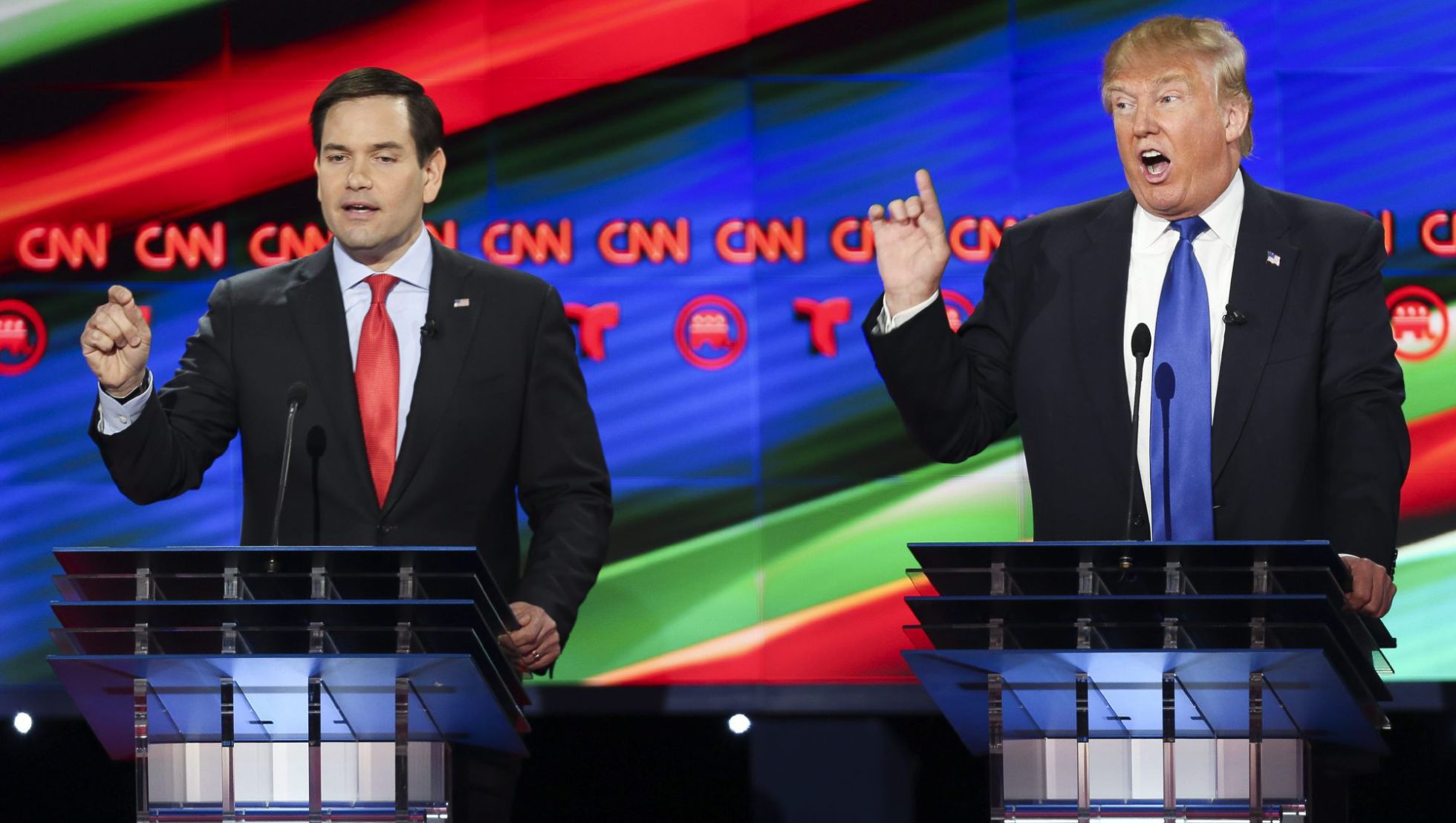 Trump y su contrincante republicano Marco Rubio. Trump y su contrincante republicano Marco Rubio.