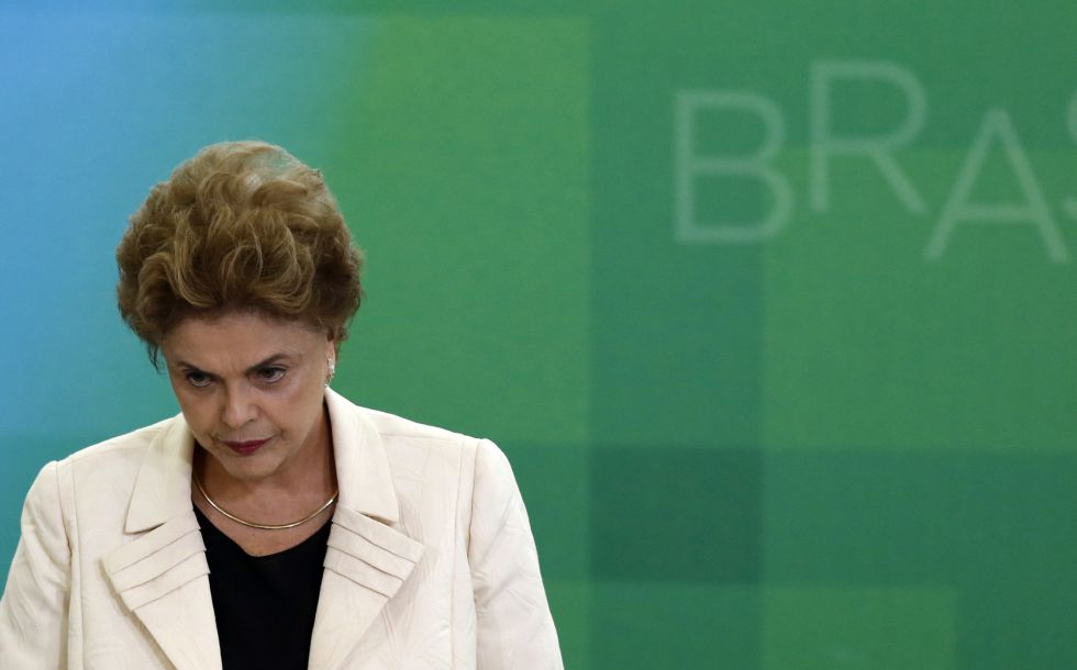 Dilma Rousseff durante la investidura de Lula como ministro. 