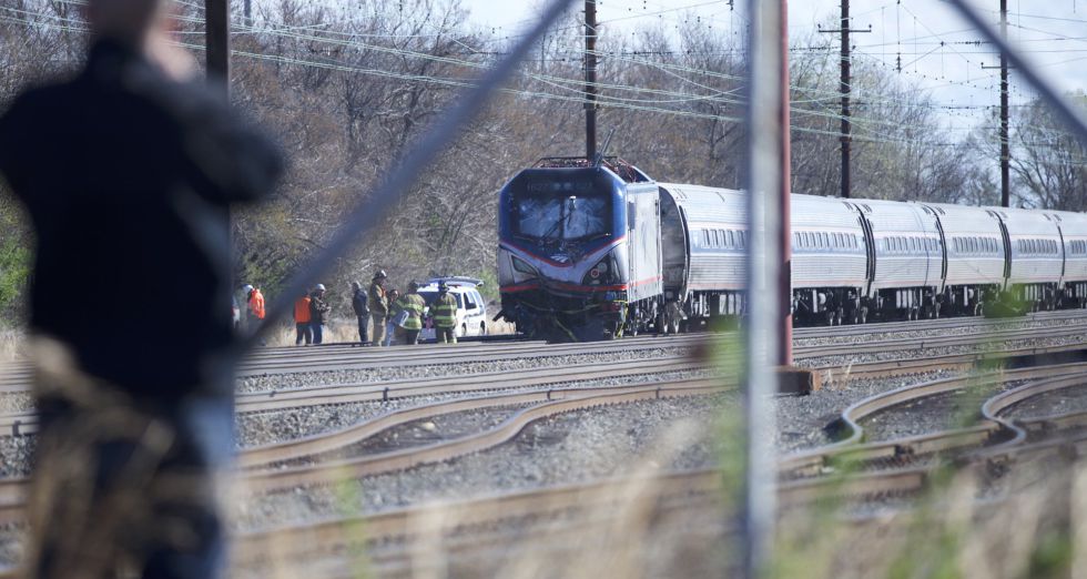 Imagen del accidente del tren 89, en Chester, a las afueras de Pensilvania.