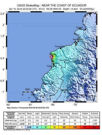 Localización del terremoto según la Agencia Geológica de Estados Unidos.